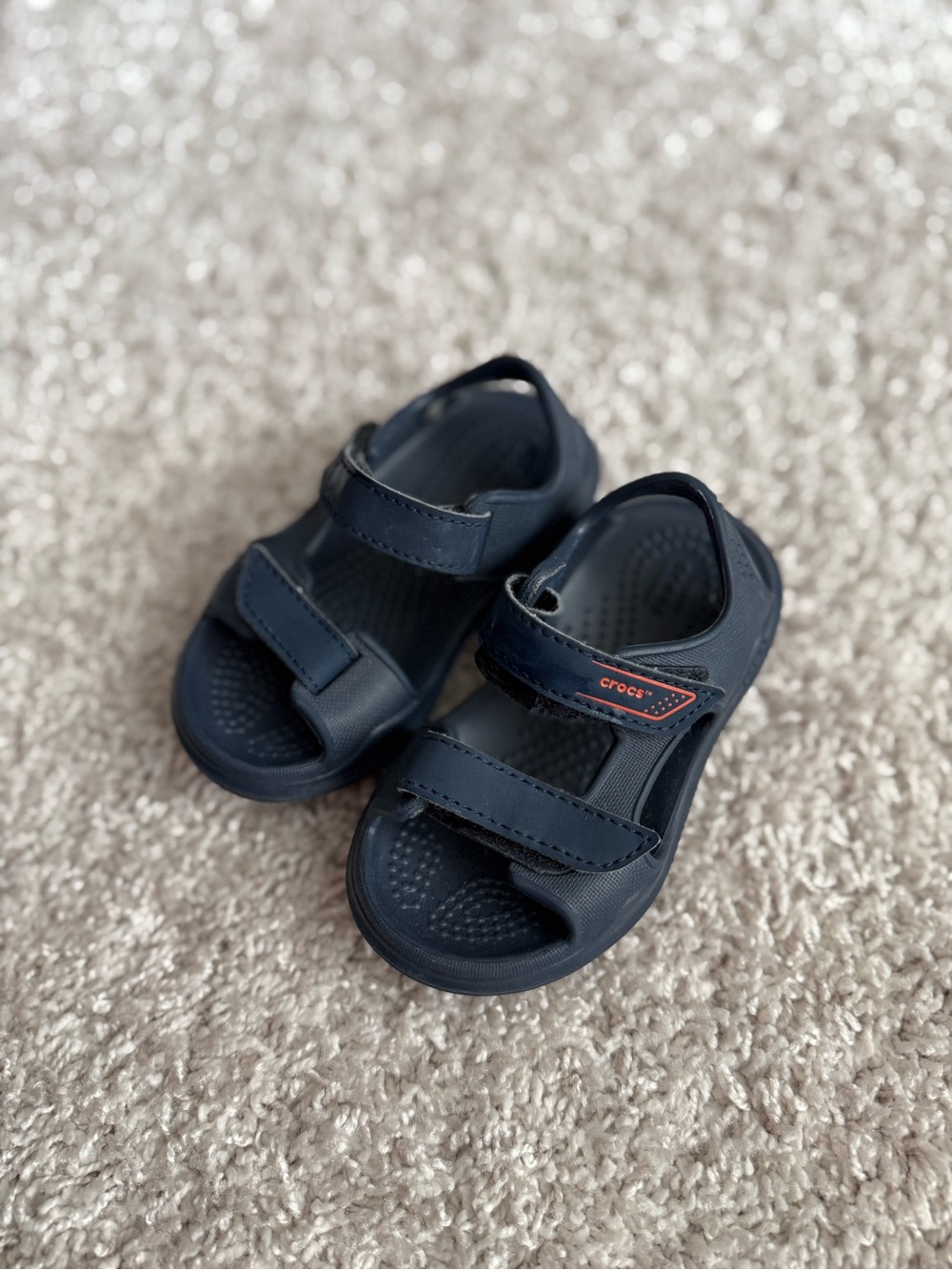CROCS Kids Navy Blue Double-Strap Sandals